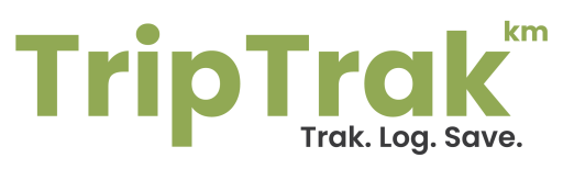 A TripTrak logo that is medium forest green and black text underneath